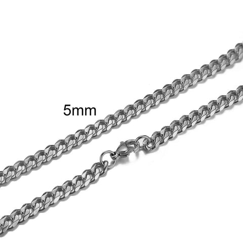 Stylish Punk Cuban Necklaces for Men and Women - Stainless Steel Miami Curb Collar in Silver, Black, and Gold