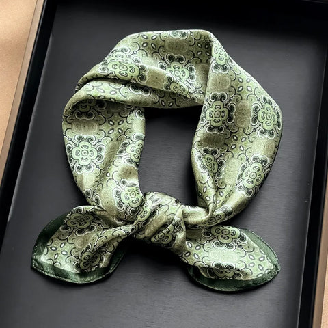 2025 100% Real Silk Scarf - 53cm Square Women's Bandelet