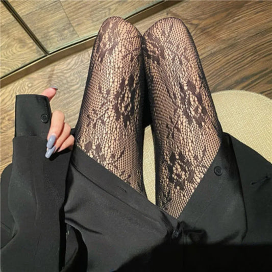 Hollowed Out Lace Mesh Stocking Bottomed Pantyhose - Classic Lolita Tights