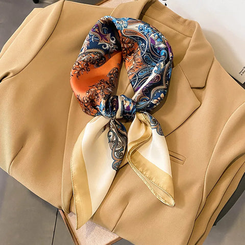 Luxury Horse Print Silk Neck Scarf for Women