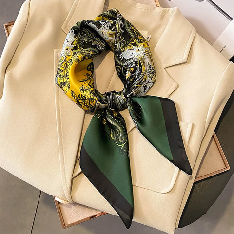 Luxury Horse Print Silk Neck Scarf for Women