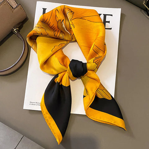 Luxury Horse Print Silk Neck Scarf for Women