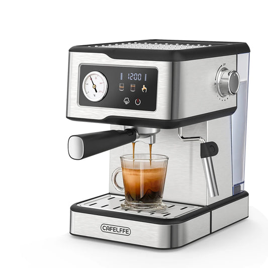 Cafelffe Stainless Steel Espresso Coffee Machine with Milk Frother