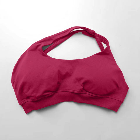 NCLAGEN Asymmetric Sports Bra Gym Top for Women - High Support Halter Backless Fitness Activewear