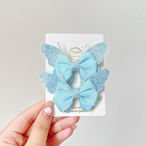 Rainbow Bows 3.15'' Glitter Butterfly Hair Clips for Women and Girls – Cute Barrettes for Kids