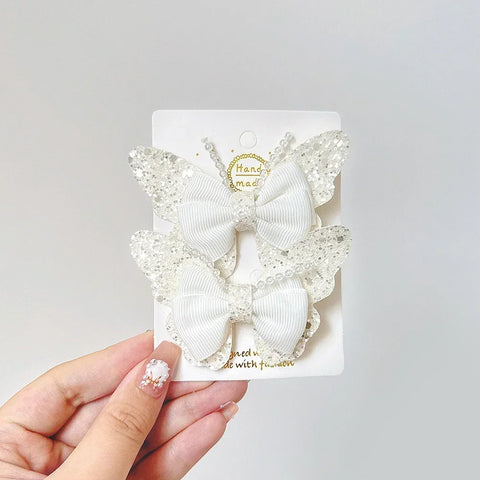 Rainbow Bows 3.15'' Glitter Butterfly Hair Clips for Women and Girls – Cute Barrettes for Kids