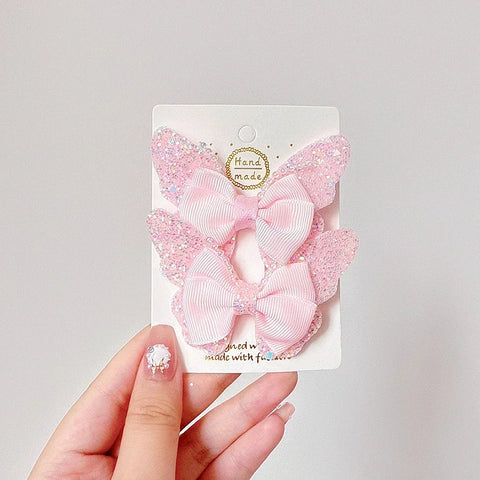 Rainbow Bows 3.15'' Glitter Butterfly Hair Clips for Women and Girls – Cute Barrettes for Kids