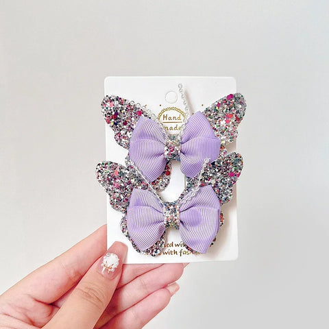 Rainbow Bows 3.15'' Glitter Butterfly Hair Clips for Women and Girls – Cute Barrettes for Kids