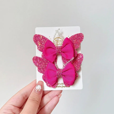 Rainbow Bows 3.15'' Glitter Butterfly Hair Clips for Women and Girls – Cute Barrettes for Kids