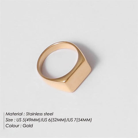 eManco Stainless Steel Punk Style Minimalist Round Ring - Gold Plated Women's Ring for Parties and Festivals