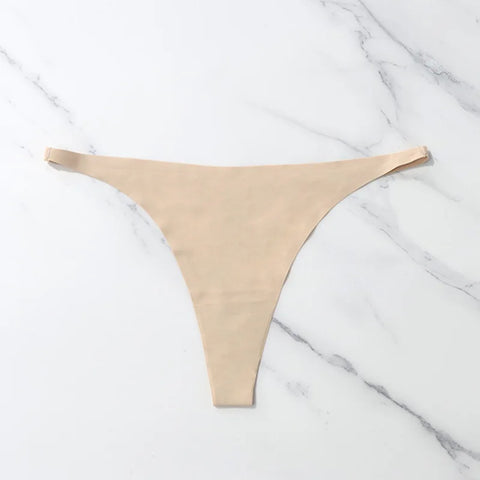 Ice Silk Seamless Panties for Women - Soft Thin Band Thongs & Bikini Underwear
