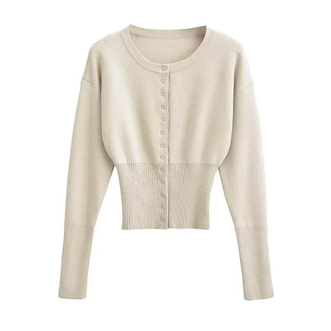 Tuularose Women's Spring Cardigan - Casual Solid Knit Sweater for Stylish Street Fashion