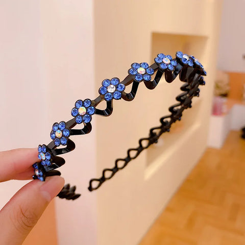 Non-Slip Rhinestone Flower Hairbands - Elegant Pearl Hair Accessories for Women