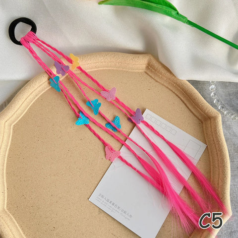 Colorful Synthetic Kids Ponytail Wigs with Headbands and Rubber Bands