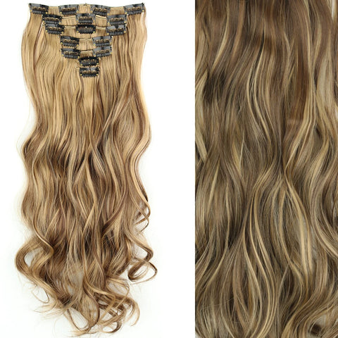 22-Inch Long Straight Wavy Hair Extensions Set