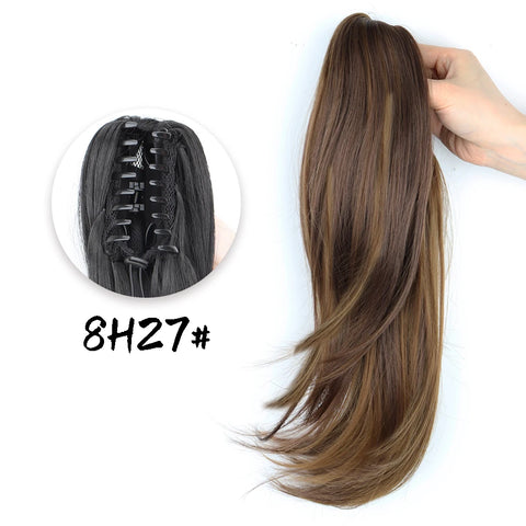 AZQUEEN Synthetic Long Wavy Ponytail Hair Extensions - Brown Black - 18 Inch