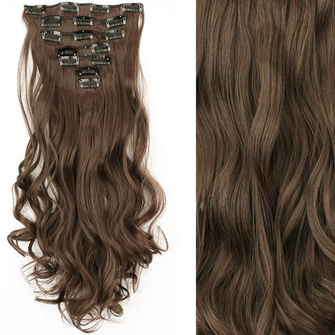 22-Inch Long Straight Wavy Hair Extensions Set