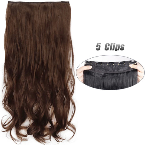 Long Wavy 5 Clip In Hair Extensions - Black Blonde Mix