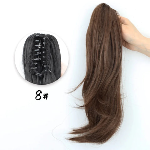 AZQUEEN Synthetic Long Wavy Ponytail Hair Extensions - Brown Black - 18 Inch
