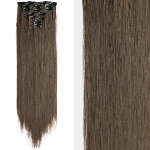 22-Inch Long Straight Wavy Hair Extensions Set