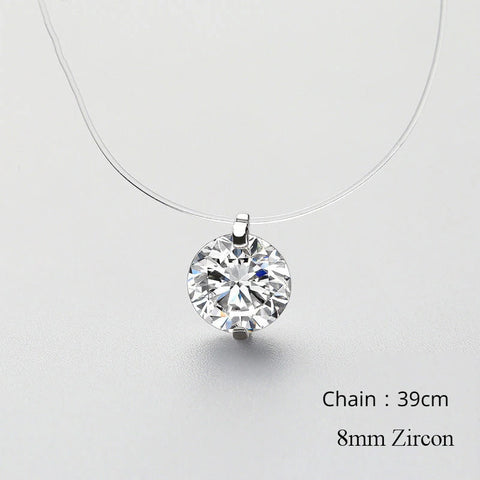 INZATT 925 Sterling Silver Zircon Crystal Pearl Pendant Choker Necklace
