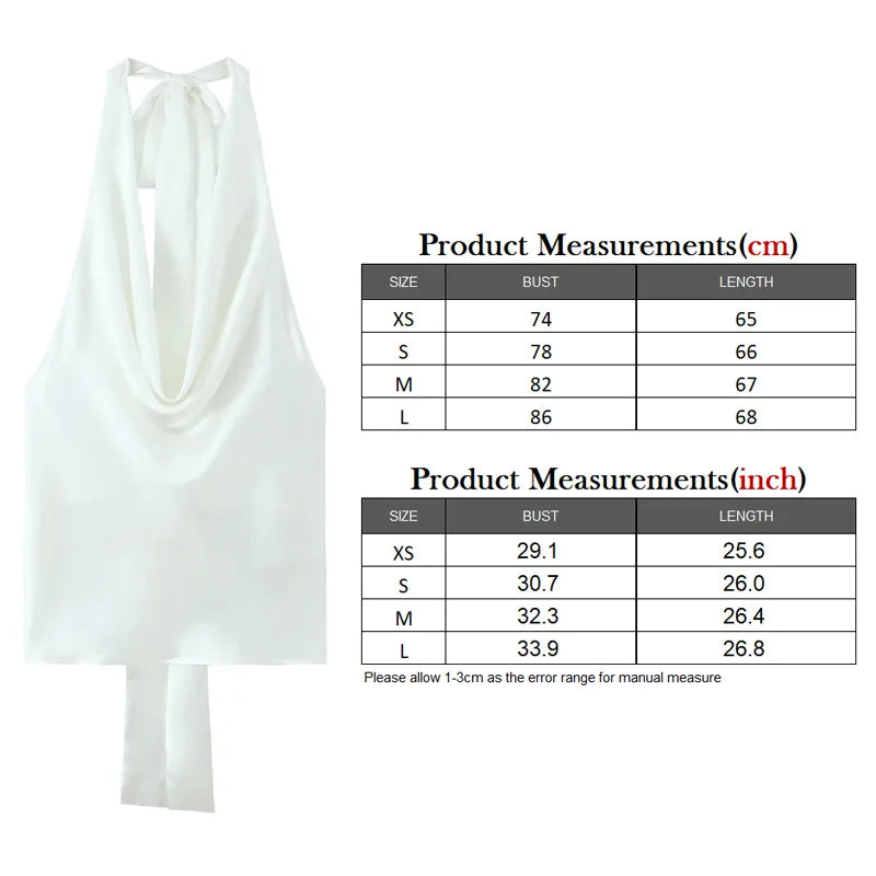 TRAF 2025 Spring Summer Women Fashion Hanging Neck Collar Silk Textured Top