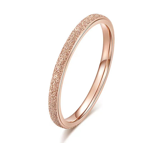 SUNIBI Frosted Stainless Steel Ring for Women – Elegant Gold Finger Ring for Fashion and Weddings