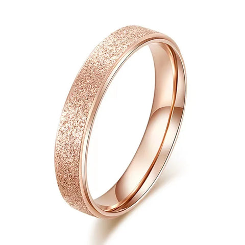 SUNIBI Frosted Stainless Steel Ring for Women – Elegant Gold Finger Ring for Fashion and Weddings