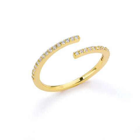 Classic Twist Chain Open Rings for Women - Zircon Stainless Steel Geometric Couple Ring