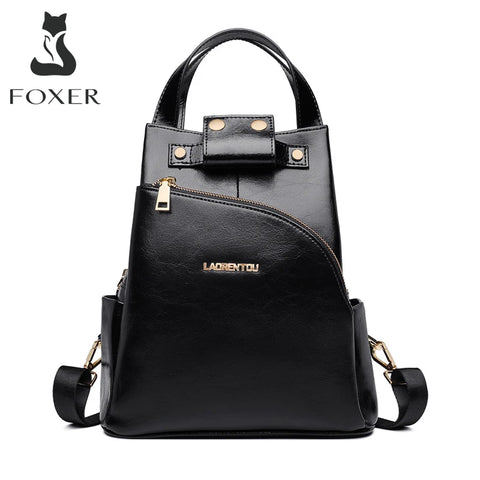 FOXER Women's Genuine Leather & Microfiber Backpack