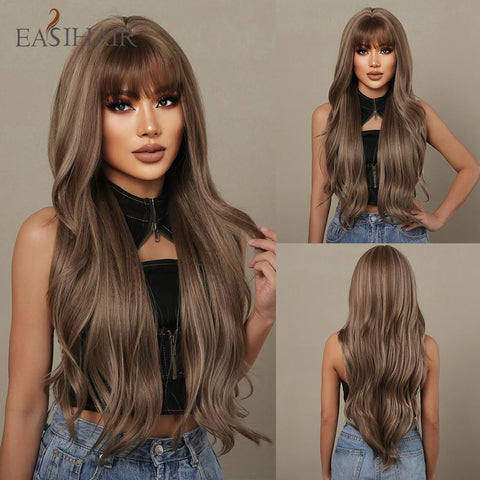DropShipping EASIHAIR Long Blonde Ombre Synthetic Wigs for Women - Wavy High Density Cosplay Wig