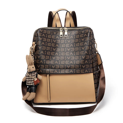 FOXER Women Retro Fashion Backpack - Stylish PVC Printing Rucksack