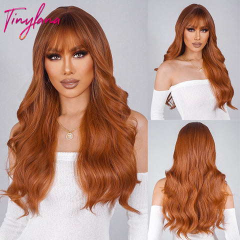 Light Pink Long Wavy Cosplay Synthetic Hair Wig with Bangs - Perfect for Halloween and Daily Wear