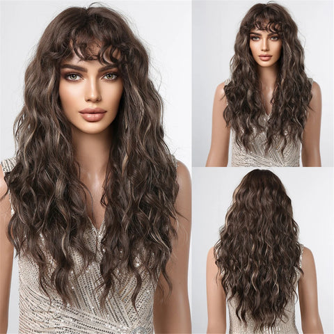 EASIHAIR Curly Synthetic Wig - Natural Platinum Blonde Long Silky Deep Water Wave for Women