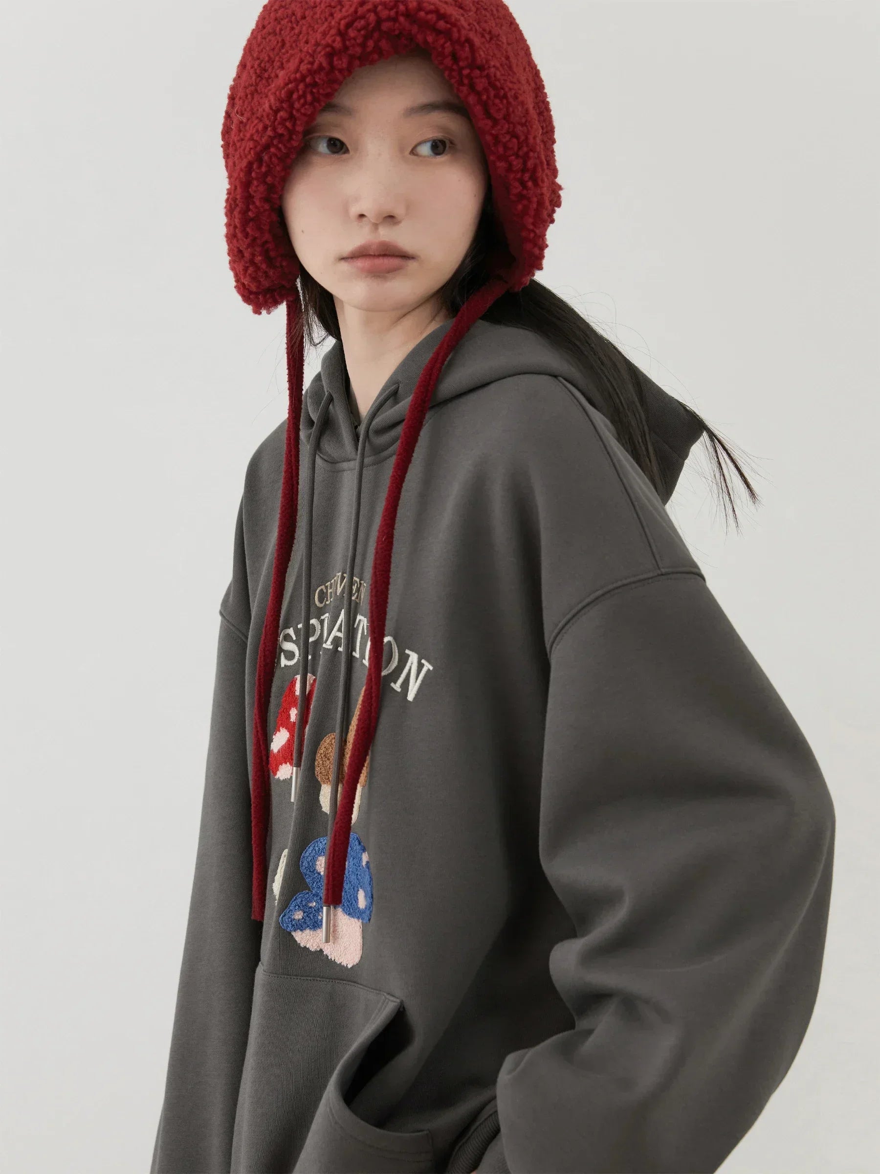 CHIC VEN Korean Women's Cartoon Embroidered Hoodie