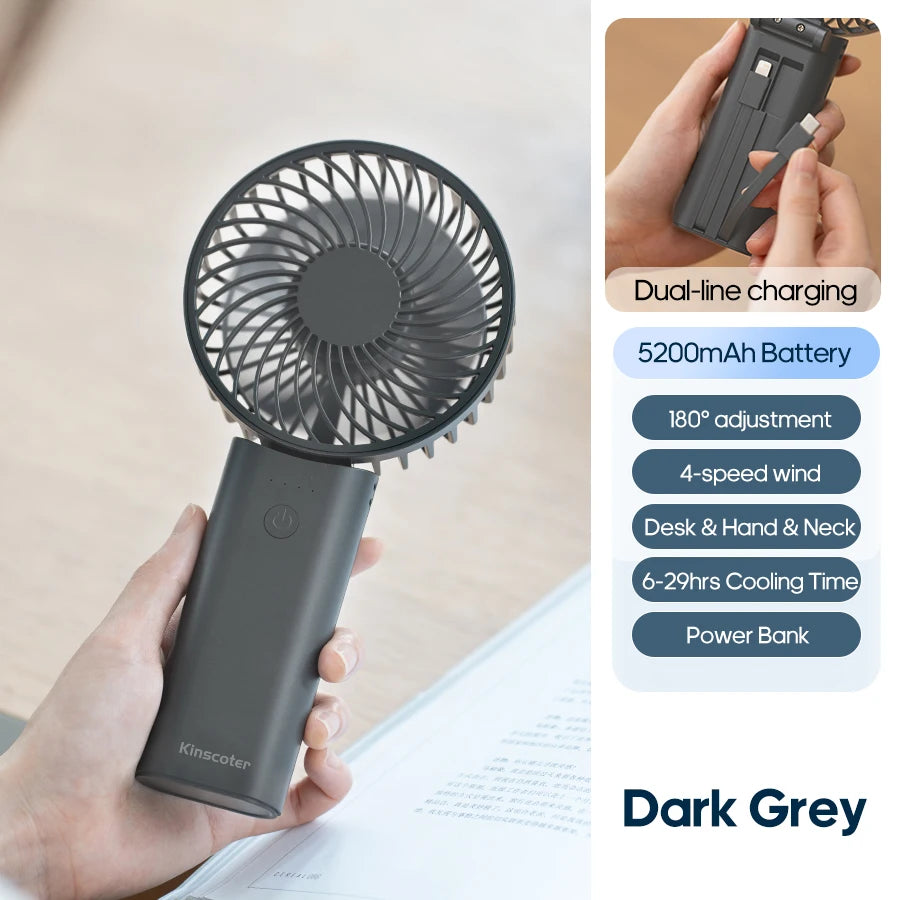 Newest Foldable Handheld Fan - 5200mAh Rechargeable Portable Cooling Fan