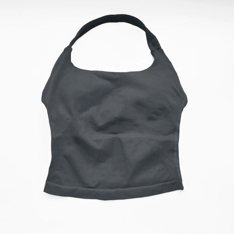 NCLAGEN Women's Longline Strappy Gym Halter Top - Padded Activewear for Yoga, Fitness & Running