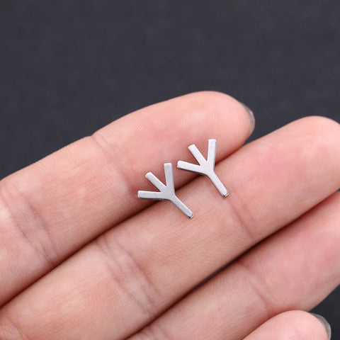 Skyrim Nordic Runes Letter Earring Amulet - Stainless Steel Stud Jewelry for Women and Girls