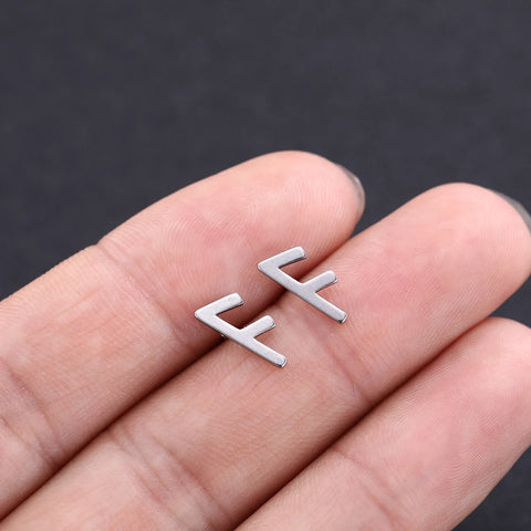 Skyrim Nordic Runes Letter Earring Amulet - Stainless Steel Stud Jewelry for Women and Girls