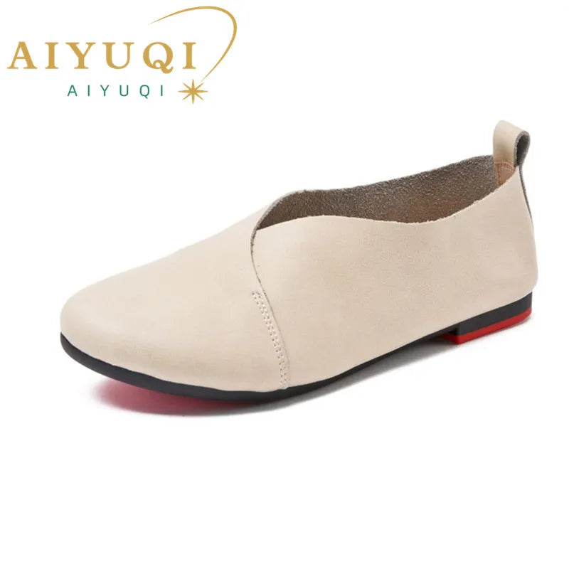 AIYUQI Women's Genuine Leather Flat Shoes