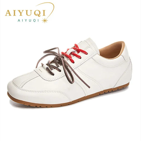 AIYUQI Duitse trainingsschoenen voor dames, echt leer, 2025 nieuwe lente platte sneakers, dames casual Forrest Gump schoenen voor dames