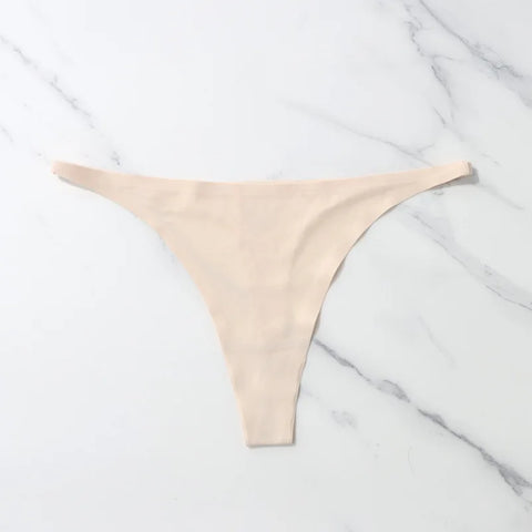 Ice Silk Seamless Panties for Women - Soft Thin Band Thongs & Bikini Underwear