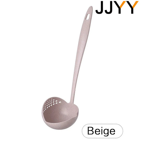 JJYY 2 in 1 Kitchen Spoon with Long Handle - Plastic Colander Filter for Hot Pots
