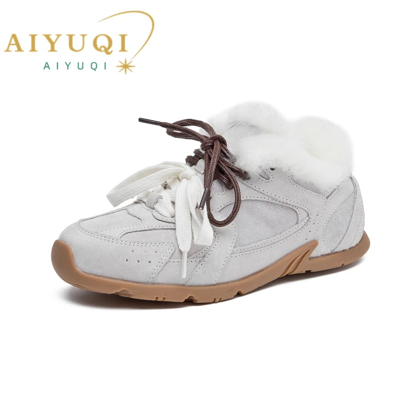 AIYUQI Dames Winter Sneakers - Echte leren trainingsschoenen