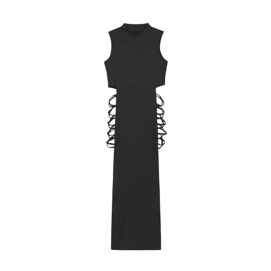 Criss Cross Cut Out Dress – Sexy Bodycon Mock Neck Sleeveless Dress for Women