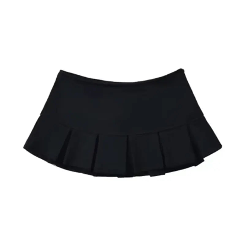 Mooyufon Y2K Mini Skirt for Women - Light Grey Vintage A-line Pleated Skirt
