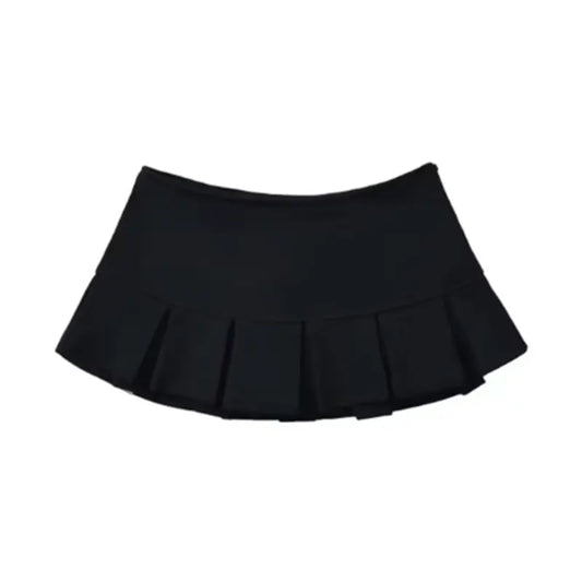 Mooyufon Y2K Mini Skirt for Women - Light Grey Vintage A-line Pleated Skirt