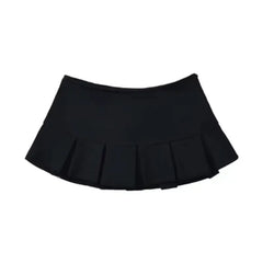 Mooyufon Y2K Mini Skirt for Women - Light Grey Vintage A-line Pleated Skirt