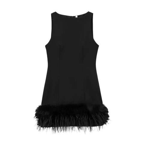 TFMLN 2024 Elegante dames mini-jurk met veren 