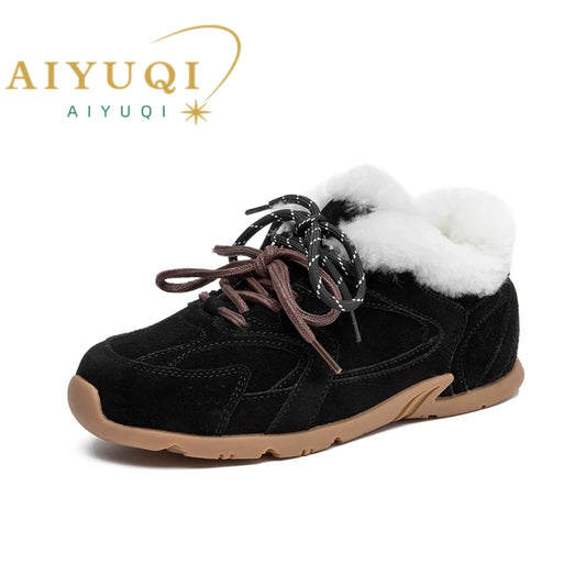 AIYUQI Women Winter Sneakers - Genuine Leather Training Shoes